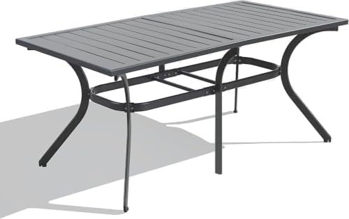 PURPLE LEAF Outdoor Dining Table for 6-Person with Height Adjustable Feet by Unknown
