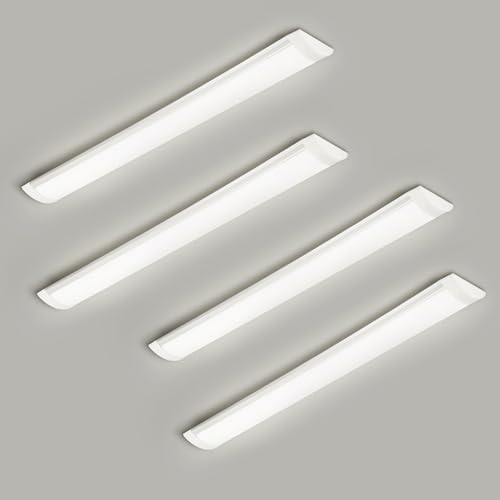 4 Packs 2FT LED Batten Light with 50cm Cable, Ultra-Thin Ceiling Surface Mounted Light, 20W, Day Light 4000K, IP20, LED Ceiling Light Fixture for Garage, Shop, Hallway, Office, Market, Ver.2 by colmeguna