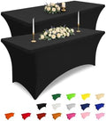 Smiry 2 Pack Spandex Table Cloth 4FT, Elastic Fitted Black Tablecloth by Smiry