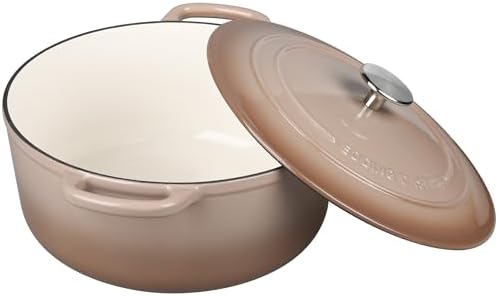 EDGING CASTING Enameled Dutch Ovens Cast Iron Dutch Oven Pot with Lid for Bread Baking, Cook, Dual Handle, 7 Quart, Mocha - Image 4