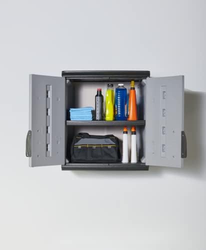 Rubbermaid Wall Mounted Storage Cabinet with Doors 150-Pound Capacity Gray Lockable Three-Shelf Cubbard for Tools/Car Accessories/Cleaning in Home/Garage/Outdoor Areas - Image 6