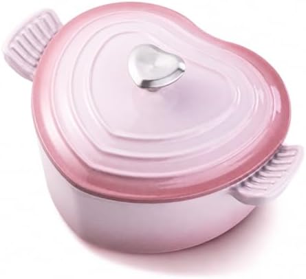 Mabeeze Heart Shaped Dutch Oven, Enameled Cast Iron, 2 Qt Pink by MABEEZE