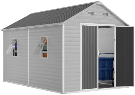 WACASA 8x12 FT Resin Plastic Outdoor Storage Shed with Floor by WACASA
