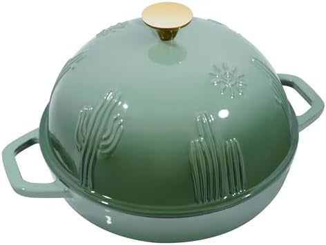 Flavehc Bread Oven Cast Iron Bread Dutch Oven with Cloche Lid for Bread Baking Green Enameled Cast Iron Bread Oven with Dome Lid for Sourdough, 9.8 Inches - Image 2