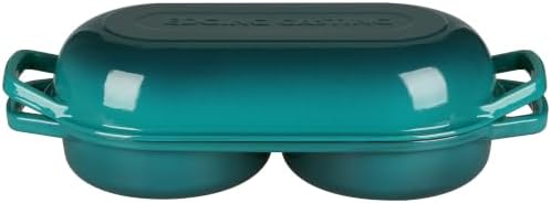 EDGING CASTING Enameled Cast Iron Double Bread Dutch Oven, Darkcyan - Image 4