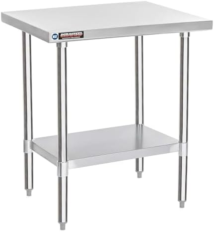 DuraSteel 24x30 Stainless Steel Work Table - NSF Commercial Prep Metal Table - Outdoor Pizza Oven Stand w/Under Shelf - Kitchen Island Laundry Utility Garage Microwave Stand Large Rolling Storage Cart by DuraSteel