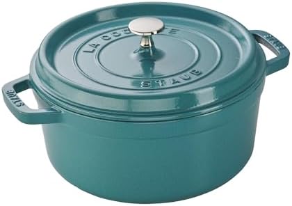 STAUB Cast Iron Round Cocotte, Dutch Oven, 4-quart, serves 3-4, Made in France, Turquoise by Unknown
