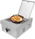 Single Burner Stove for Outdoor Kitchen, Built-in Stainless Steel Side Burner with Removable Grates & Cover, Gas Stove for BBQ Island, Patio, Backyard (Natural Gas, Single Burner, 3.5KW) by Okasiki