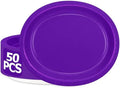 50 Count Purple Paper Plates Set Oval Heavy-duty Purple Party Decorations by QZYL