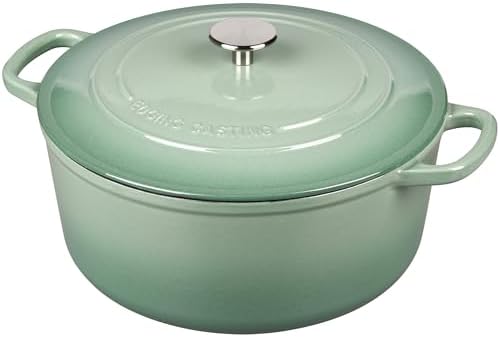 EDGING CASTING Enameled Cast Iron Dutch Oven Pot With Lid, 5.5 Quart, for Bread Baking, Cooking, Sage Green - Image 4