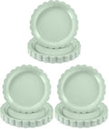 NatNarr 30 Pcs Sage Green Paper Plates 9 Inch Disposable Scalloped Wedding Plates Cute Dessert Cake Plate Party Dinner Plate for Bridal Baby Shower Engagement Reception Birthday (Pack of 3) by NatNarr