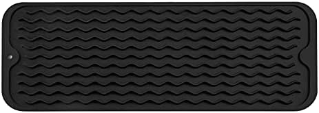 MicoYang Silicone Dish Drying Mat for Multiple Usage,Easy clean,Eco-friendly,Heat-resistant Silicone Mat for Kitchen Counter,Sink,Bar,Bottle,or Cup Black M 17 inches x 6 inches by MicoYang