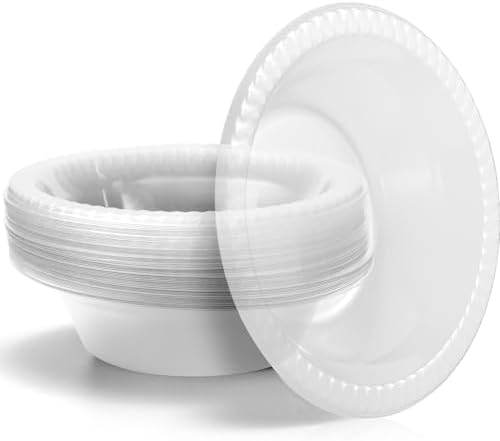 30 Pack 12 oz Clear Disposable Plastic Bowls Dessert, Ice Cream, Salad, Soup Serving Cups for Party, Picnic, Food Snacks (Clear) by Unknown