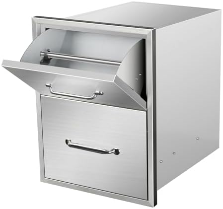 Outdoor Kitchen Drawers with Paper Towel Holder, 16" W x 20" H x 20" D, Stainless Steel Paper Towel Drawer with Flush Mount Access Drawers for Outdoor Kitchen Island and Patio Grill Statio by Unknown