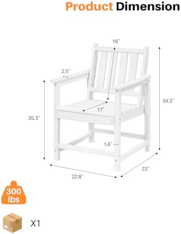 Patio Dining Chair Set of 2, HDPE Outdoor Dining Chair, Ergonomic HDPE Dining Chairs with Deep Seating, All Weather Outdoor Chairs Furniture for Backyard, Deck, Garden, Poolside, Pearl - Image 3