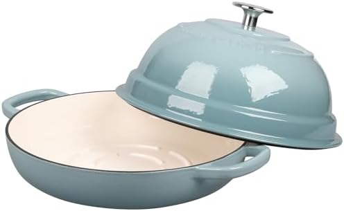 EDGING CASTING Enameled Cast Iron Dutch Oven Pot with Lid, Round Bread Oven for Homemade Sourdough Bread Baking, 6 Quart, Seasalt - Image 2