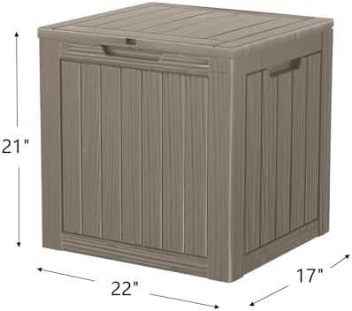 Outdoor Storage Box, 35 Gallon Waterproof Deck Box, Quick Snap-Lock Resin Cabinet for Seat Pillows, Patio Blankets, Lockable End Table Beverage Stand, Apartment Deck, Grey - Image 2