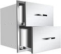 Stainless Steel Outdoor Kitchen BBQ Island Drawers - Flush Mount Triple Access, 18Wx23Dx15H by RIGMEC