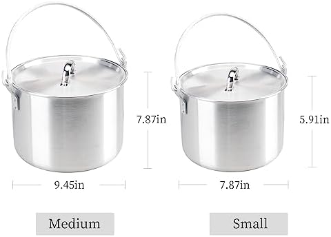 AceCamp Nested Pot Aluminum Lightweight Cooking Pot Set Outdoor Large Stock with lid and folding handle - 4L,8L,12L - Image 2
