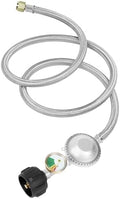 SHINESTAR 12FT Stainless Steel Braided Propane Regulator with Hose & Gauge by SHINESTAR