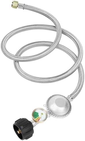SHINESTAR 12FT Stainless Steel Braided Propane Regulator with Hose & Gauge by SHINESTAR