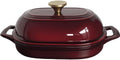 La Cuisine Enameled Cast Iron Bread Loaf Dutch Oven Oblong for Sourdough Crusty Bread & High‑Heat Baking. Oven-Safe 550°F/287°C Matte Black Enamel Interior, 5.5 QT, Cranberry by LaCuisineforlife