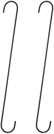 HARFINGTON 2pcs Long S Hooks 16" Metal S-Shaped Hanging Hooks Black by HARFINGTON