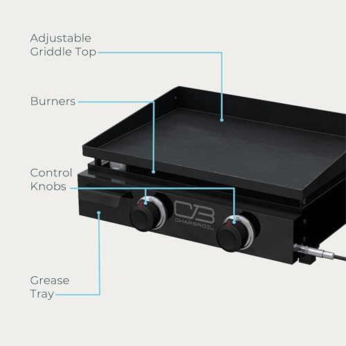 Charbroil 22" Performance Series Portable Tabletop 2 Burner Propane Gas Griddle, Black - 463614224 - Image 3