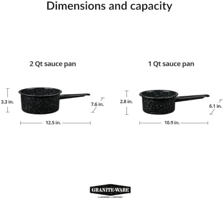 Granite Ware Saucepan Set, 1 Qt & 2 Qt - Speckled Black, Set of 2 - Image 7