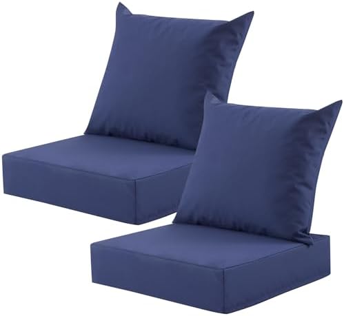 Outdoor Deep Seat Cushion Set, 24x24 Inch, Navy Blue, Set of 2 by MuaMelop