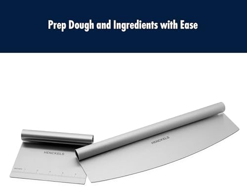 HENCKELS BBQ 2-pc Stainless Steel Pizza Cutter and Bench Scraper Set, Rocking Blade with Safety Guard and Measuring Scraper for Dough, BBQ and Baking - Image 3