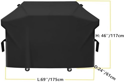 Heavy Duty 600D Polyester Cover Compatible with Cuisinart CGWM-085 and Most Pellet Grill Cover, 69" L x 24" D x 46" H, Black - Image 2