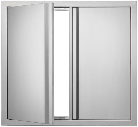 VEVOR BBQ Double Outdoor Kitchen Door, 26W x 24H Inch, Stainless Steel Flush Mount, Vertical Wall Door with Recessed Handles, for Grilling Station by VEVOR