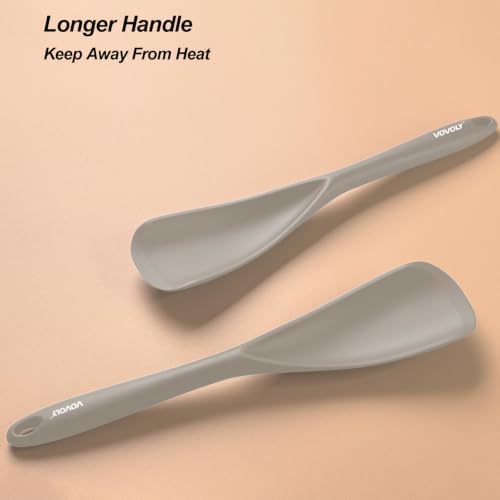 Vovoly Cooking Spoons, Nonstick Silicone Spatula Spoon, 2 pcs, Khaki, 12.6" - Image 3