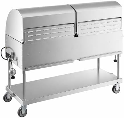 Commercial Stainless Steel Outdoor Liquid Propane Grill with Dual Roll Dome Lids, 60" Cooking Surface, 8 Burners, 128,000 BTU, for Restaurant Patio, Resort, Catering, Outdoor Kitchen, Hotel - Image 2
