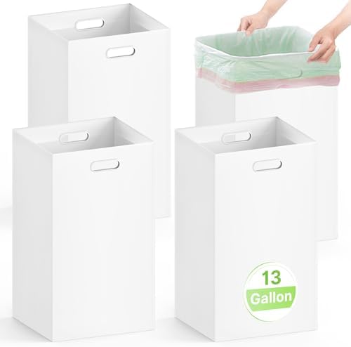 4 Pack 13 Gallon Disposable Trash Cans,13.5" L x 10.0" W x 21.7" H, White by Magicheap