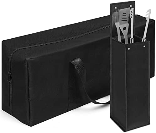 Amylove 2 Sizes Grill Utensil Storage BBQ Tool Bag 24.5" x 9.5" x 5" Large Capacity Grill Accessory Storage Waterproof Grilling Utensil Holder Outdoor BBQ Picnic Cooking Tools for Camp Barbecue by Amylove