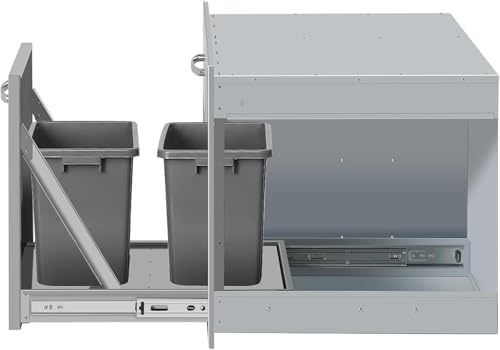 Outdoor Kitchen Drawer Combo Cabinet Outdoor Kitchen Stainless Steel Trash Triple Drawers For BBQ Island Grill Station (Drawer Combo-28Wx20.1Hx19.7D with Handles) - Image 5