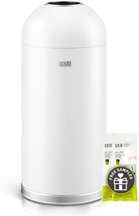 EKO 15 Gallon Commercial Open Top Trash Can with Steel Liner, White by EKO