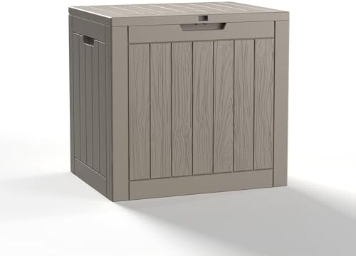 32 Gallon Outdoor Storage Box - Deck Box Container for Patio, Pool, and Garden-Waterproof and UV Resistant Resin,Lockable (Grey) by MAIUSCOLI