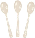 SietDESEO 25 PCS Ivory Plastic Spoons Disposable Utensils Heavy Duty Ivory Spoons Disposable Cutlery for Birthday Wedding Baby Shower Bridal Shower Plastic Silverware by SietDESEO