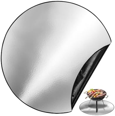 UNCO- Round Fire Pit Mat, 38", Silver Fireproof Design, Reusable, Portable, 3 Layers, Waterproof & Easy to Clean, Grill Matt for Outdoor Grill Deck Protector by Unco