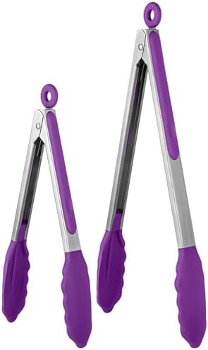 U-Taste Kitchen Tong for Cooking, 600ºF Heat-Resistant Silicon, 2Pcs/Purple by U-Taste
