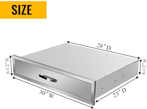 Outdoor Kitchen Drawers, Triple BBQ Drawers Stainless Steel Built-in Drawer For Outdoor Kitchen Island, Patio Grill Station,Single Drawer - Image 2