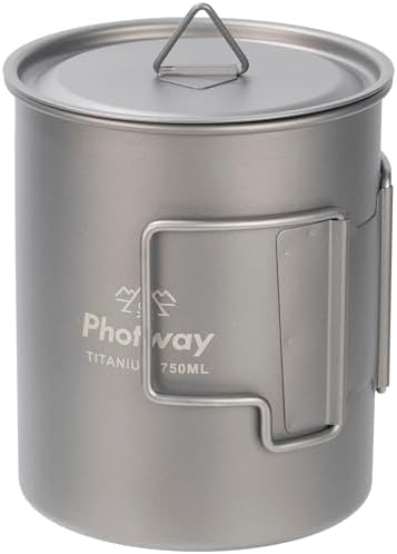 750ml (25oz) Titanium Camping Pot, Ultralight Backpacking Cookware by Unknown