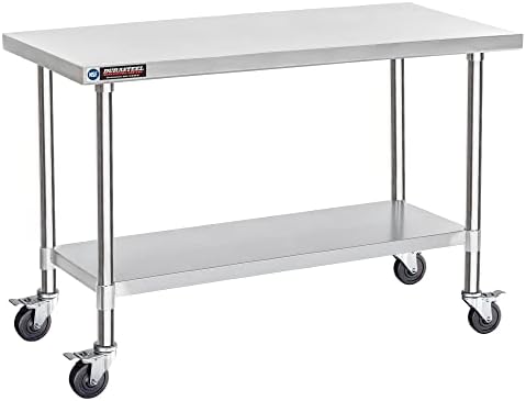 DuraSteel 24x60 NSF Stainless Steel Cart - Heavy Duty Food Prep Table with Undershelf - Rolling Kitchen Island on Wheels for Commercial Restaurant Kitchen, Garage, Outdoor Cooking, BBQ Grill, Counter by DuraSteel