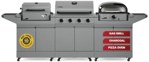 Tytus 3-in-1 Gas Grill 4-Burner, Charcoal Grill, Pizza Oven, 117" by TYTUS