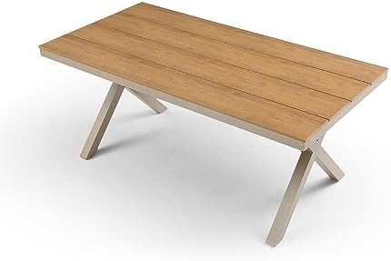 70.87inch Rectangular Dining Table with X Shape Aluminum Table Leg,Metal Base, Teak by Unknown