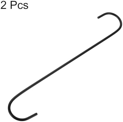 HARFINGTON 2pcs Long S Hooks 12" Metal S-Shaped Hanging Hooks Black - Image 3