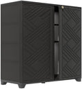 HOMSPARK Indoor/Outdoor Storage Cabinet with Doors and 2 Metal Shelves, 34”x15”x34” HDPE Plastic Storage Box for Patio, Garden, Enterway, Balcony, Multi-Purpose for Daily Tools, Black by HOMSPARK